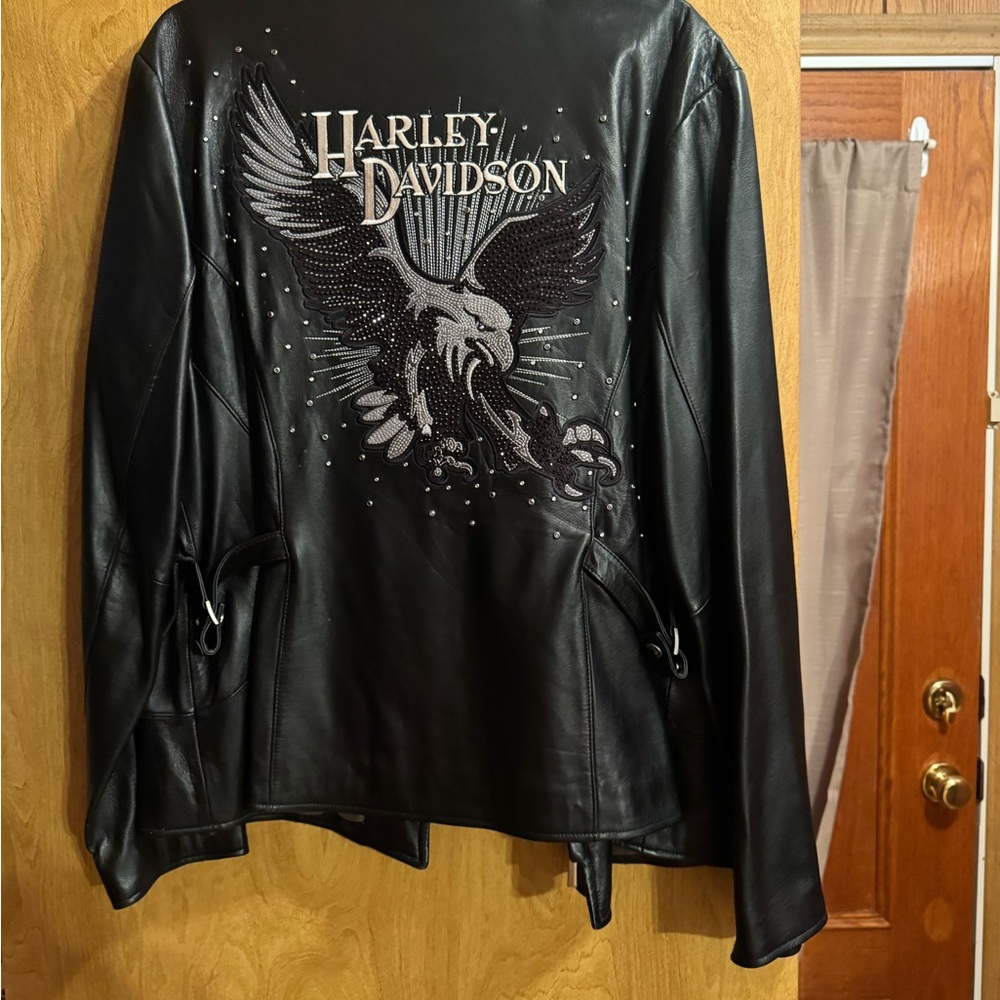 Harley-Davidson Black Leather Jacket with Eagle Design